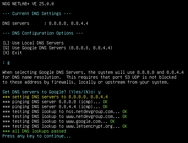 DNS Test Results
