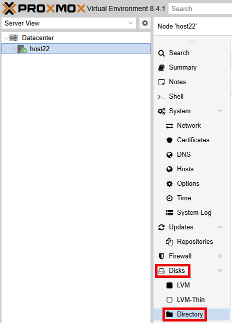 Disks > Directory