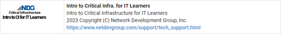 NDG Intro to Critical Infrastructure for IT Learners Pod Type